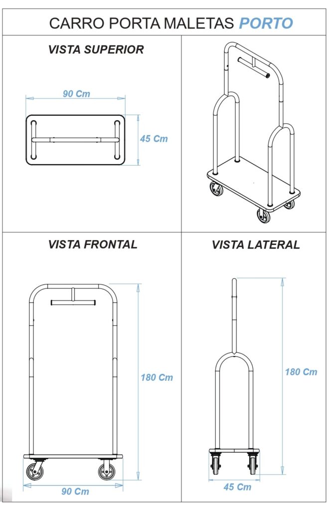 Carro portamaletas para hotel medidas